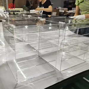 Joyero acrílico transparente multicapa de fácil apertura, caja de plexiglás con tapa deslizante, caja de almacenamiento de plástico para dulces, organizadores acrílicos