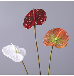 M727 fleurs artificielles décoration mariage flores 3D latex plastique faux anthurium pour décor - Product Image 2