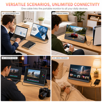 Moniteur portable 18,5 pouces 120 Hz, écran IPS FHD 1080P, boîtier en alliage d'aluminium, support VESA pour jeux, ordinateur portable, tablette, téléphone, personnalisable