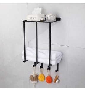 Porte-serviettes de salle de bain mural YOTO avec étagère en fer 3 crochets organisateur de stockage de bain serviettes roulées échelles supports - Product Image 1