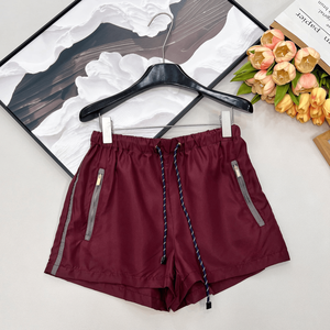 Pantalones cortos informales con cordón en la cintura para mujer, pantalones cortos con bolsillos con cremallera, cintura elástica, ropa deportiva de verano - Product Image 1