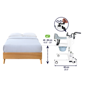 Chaise de transfert pour personnes âgées (hauteur de siège réglable jusqu'à 58 cm), chaise de toilette pour seniors avec roues larges KMINA K40064 - Product Image 2