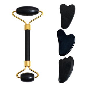 Rouleau de jade Xiuyan <span class=keywords><strong>noir</strong></span> de qualité supérieure, directement de l'usine, ensemble de pierres Gua Sha, masseur facial pour le soin de la peau - Product Image 1