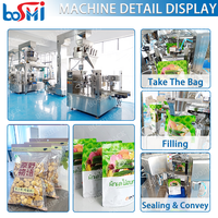 Machine d'emballage et de scellage à 4 têtes pour sachets préformés Doypack, idéale pour les granulés alimentaires, les poudres, les mélanges humides et les herbes.