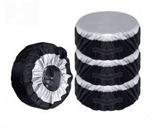 Muestra gratuita de funda para llanta de repuesto de coche, de poliéster Oxford, color negro con estampado plateado, para protección de la superficie. - Product Image 2