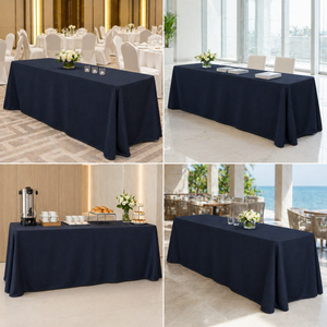 Spun Polyester Faux Linen <b>Tablecloth</b> Heavy Duty Rectangle Custom Size For Wedding Event Rental Wholesale Supply - Product Image 1