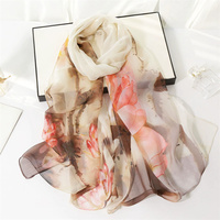Élégant foulard châle long multifonctionnel en georgette florale et mousseline de polyester pour femme, collection printemps-automne, style pastoral