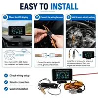 3-in-1 Auto Car LCD Meter Digital Oil Pressure Voltage Water Temperature Gauge Universal Instrument 9-36V for Car/Truck/SUV/RV
