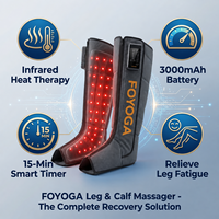 Bottes de massage électrique à compression d'air pour les jambes, 6 chambres, 3 modes, batterie rechargeable, thérapie par lumière rouge pour la récupération des mollets et des pieds
