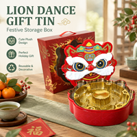 Boîte de rangement en métal JYB au design Lion Dansant, prix usine, pour gâteaux de lune, biscuits, bonbons – Idéale pour les fêtes et comme coffret cadeau