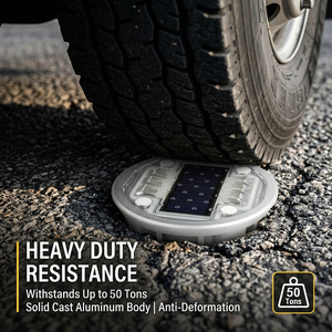 Tachuelas Reflectantes Solares <span class=keywords><strong>de</strong></span> Seguridad Vial <span class=keywords><strong>de</strong></span> Plástico Blanco y Acero, Pantalla LED Prismática <span class=keywords><strong>de</strong></span> Alta Intensidad con Clasificación IP68 - Product Image 2