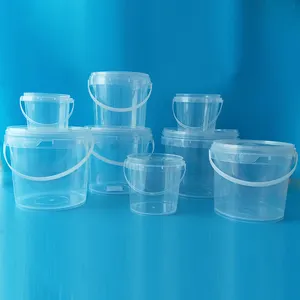 批发1L透明塑料桶带盖食品级桶可印刷徽标蘑菇桶