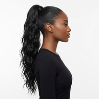 Queue de cheval synthétique bouclée crépue à enrouler, longue, effet vague de maïs, avec fixation magique, extensions de cheveux pour femmes