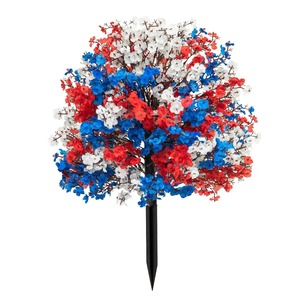 Fleur artificielle Gypsophile rouge, blanc et bleu à insérer dans le sol, décoration patriotique pour la maison, le jardin extérieur, la fête de l'Indépendance - Product Image 5