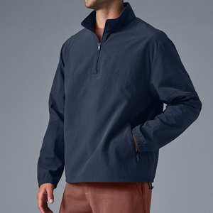 Nuovo arrivo polsini elasticizzati Pullover leggero da uomo in Nylon 100% 1/4 felpe <span class=keywords><strong>Zip</strong></span> con <span class=keywords><strong>tasche</strong></span> con cerniera - Product Image 2