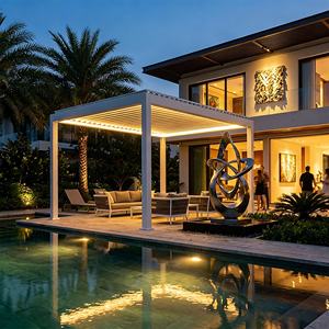 Pérgola de Aluminio con Techo Ajustable Motorizado e Impermeable para Patio Exterior de 18 pies x 20 pies, Modelo ATW-99, con Calefactores - Product Image 4