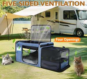 Pembawa kucing ekstra besar, tas hewan peliharaan 2 kucing dapat dilipat dengan kotak sampah dan perjalanan - Product Image 2