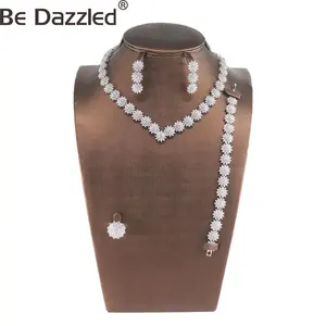 Bedazzled Jewelry Supplies AAA Cubic Zirconia Fashion Wedding Women Luxury Alloy Jewellery Set Follower Necklace Set
