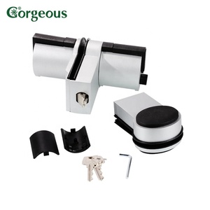 Kunci Bulat Eropa dari Paduan Seng dengan Tombol Tekan untuk Pintu Kaca Partisi, Kenop Tengah Hitam & Putih, Ketebalan 8-12mm - Product Image 4