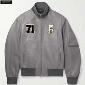 جاكيت رجالي عالي الجودة عالي الجودة من MOUNTNEVE بشعار مخصص بمقاسات كبيرة ، جاكيت من الجلد الصناعي للشتاء ، جاكيت من الجلد الصناعي مطرز Oem - Product Image 3