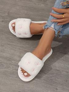 Pantofole Invernali e Autunnali Personalizzate con Punta Aperta, Ricamo in Pelliccia, Antiscivolo, Calde e Morbide per Donne - Product Image 5