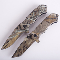 Couteau de chasse professionnel en acier inoxydable, manche en aluminium, poignée à motif de feuille d'érable