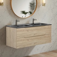 Meuble-lavabo suspendu moderne à double vasque de 48 pouces, comptoir noir mat, stock en entrepôt américain, prêt pour les projets commerciaux