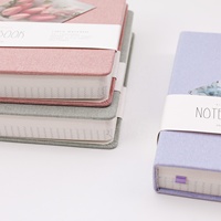 Planificateur plus épais à couverture rigide en tissu de lin de luxe cahier en tissu cartonné A5 à impression personnalisée avec bande ventrale