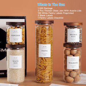 Bocaux de conservation en verre de différentes tailles avec couvercles, récipients de stockage alimentaire en verre personnalisés pour la cuisine, bocaux à épices Mason avec couvercles en acacia - Product Image 2