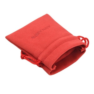 Ultra-fine Double-Sided Recyclable Velvet Jewelry Bags Pouches Cotton <b>Drawstring</b> Closure Custom Logo Packaging for Rings - Product Image 2