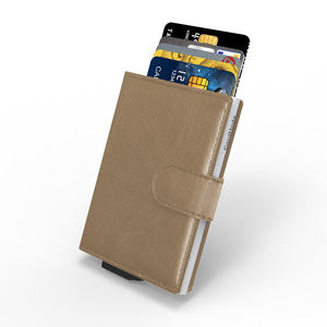 <b>RFID</b> <b>Blocking</b> Slim Metal Business Card Holder Open Short Leather <b>Wallet</b> Aluminum Anti-Theft Nylon Money Clip Credit Card - Product Image 6