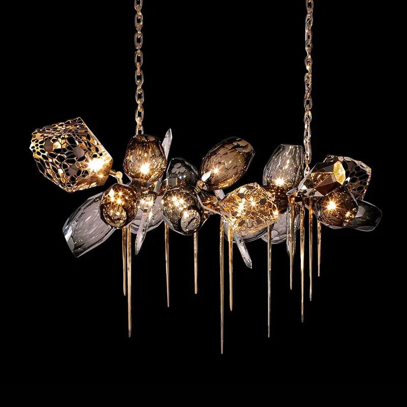 luxury home decorative brass modern gold crystal pendant lamps chandelier
