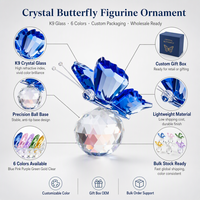 Lot de Figurines Papillons en Verre Cristal Colorées – Décoration Maison, Cadeau, Table, Objets de Collection – Commande en Gros