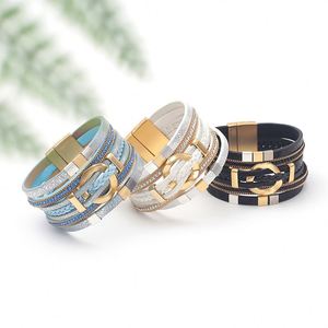 Pulsera de Cuero para Hombre, Artículo Profesional de Alta Rentabilidad, Incrustaciones de Madreperla, Regalo Navideño para Mujer, Acero, Color Original - Product Image 2