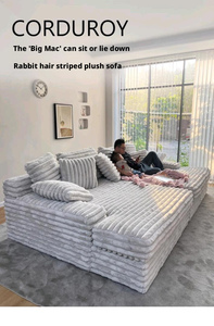 Sofá de lujo de pana con asiento profundo, conjunto de sofás extragrandes comprimidos al vacío para sala de estar, cómoda chaise longue. - Product Image 3