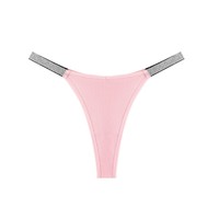 Tangas de mujer de punto acanalado con pedrería, transpirables, de talle medio, con tiras de nailon, para una noche romántica de luna de miel