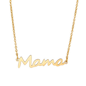 <span class=keywords><strong>Collier</strong></span> personnalisé en acier inoxydable plaqué or 18 carats avec initiales et nom <span class=keywords><strong>Collier</strong></span> à pendentif avec plaque signalétique de l'alphabet pour femmes - Product Image 2