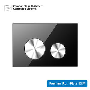 Panneau de commande de chasse d'eau <span class=keywords><strong>en</strong></span> verre noir chromé moderne à bouton-poussoir pour réservoir encastré pour <span class=keywords><strong>WC</strong></span> suspendu mural - Product Image 1