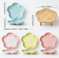 MoMoPaw Gamelle surélevée en céramique pour animaux de compagnie, forme fleur, écologique, solide, moderne, étanche, facile à nettoyer