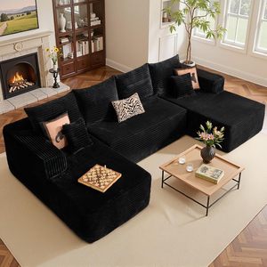 134" Rectangle Modular Sectional Fabric <strong>Sofa</strong> with Deep <strong>Seat</strong> and Chaise for Living Room Bedroom - Product Image 1