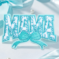Petit Patch Brodé MAMA en Chenille, Applique Mignonne Lettre Nœud à Coudre ou Thermocollante pour Vêtements, Chapeaux, Sacs, DIY