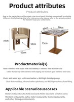 Ensemble de table et de chaises en quartzite minimaliste haut de gamme, facile à nettoyer, pour usage commercial, ensemble de meubles de restaurant en acier inoxydable