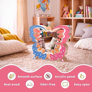 Hucha de madera con forma de mariposa de dibujos animados para niños, caja de ahorro de dinero con almacenamiento para monedas y billetes, regalo decorativo - Product Image 4