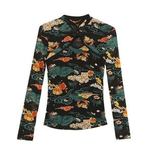 Otoño nuevo digno <span class=keywords><strong>de</strong></span> diseño estilo étnico Stand Collar placa pequeña <span class=keywords><strong>boca</strong></span> Sexy malla camisa <span class=keywords><strong>de</strong></span> manga larga mujeres - Product Image 5