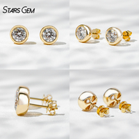 Серьги-гвоздики Starsgem с выращенными в лаборатории бриллиантами 1CT*2, огранка «Бриллиант», золото 18 карат, цвет D, унисекс, классические, 3.24 г, чистота 75%