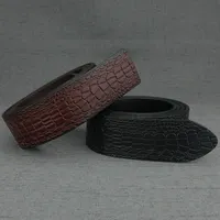 Cinturón Retro de piel de cocodrilo para hombre, correa de cintura de alta calidad de 3,8 cm de ancho, sin hebilla, de moda