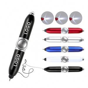 Stylo multifonction 3-en-1 avec logo, LED, écran tactile, design animal, encre noire 1,0 mm, anti-stress, idéal pour la nuit - Product Image 1
