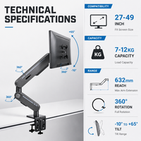 Nieuwe Custom 24" 12kg Verstelbare Bureaubevestiging Monitor Computer Desktop Gaming Mechanische Veer Monitor Arm Beugel Stand 90° Kantelbaar
