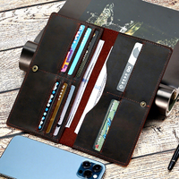 Dompet Pria Kulit Asli Berkualitas Tinggi Baiweishi Vintage, Banyak Slot Kartu, Anti RFID, Untuk Penggunaan Sehari-hari