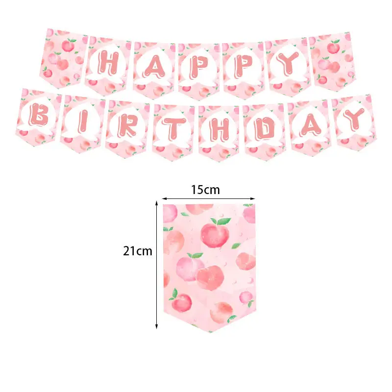 New Style Summer Fruit Peach Baby Latex Balloon Set Birthday One Sweet Peach Flag Banner Cupcake Topper For Baby Birthday Party